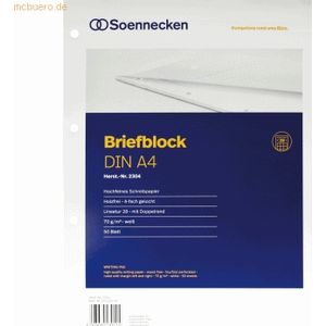 Soennecken Briefblock 2304 DIN A4 gelocht Lineatur28 kariert 50 Blatt
