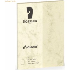 10 x Rössler Doppelkarte Coloretti A7 hoch VE=5 Stück Chamois Marmora