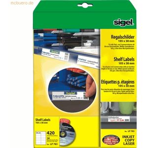Sigel Regalschilder 105x38 A4 170g/qm weiß VE=420 Stück