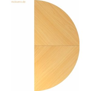mcbuero.de Anbautisch 160x80cm 2xViertelkreis/Fuß Buche/Weiß