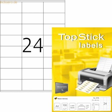 TopStick Universal-Etiketten Papier weiß selbstklebend 70x36mm 100 Bla