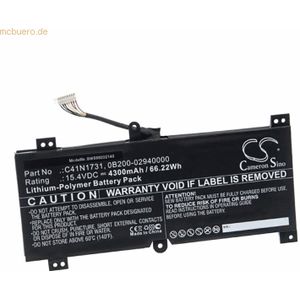 k.A. Akku für Asus GL504GV-ES012T Li-Pol 15,4 Volt 4300 mAh schwarz