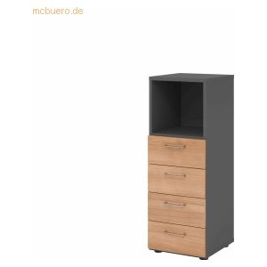 mcbuero.de Regal 3OH 4 Schübe graphit/Nussbaum