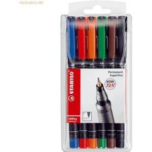 5 x Stabilo Folienschreiber OHPen universal Superfein permanent 6er Et