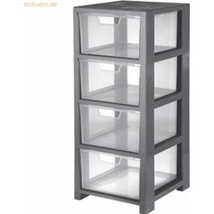 CEP Schubladen-Tower BxTxH 325x350x776mm 4 Schubladen 25992 grau / gla