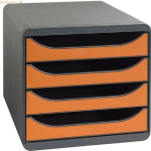 Exacompta Schubladenbox Big-Box Iderama 4 Fächer mausgrau/mandarine