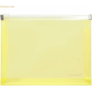 10 x Foldersys Gleitverschlusstasche A5 PP Falte 30mm gelb transluzent