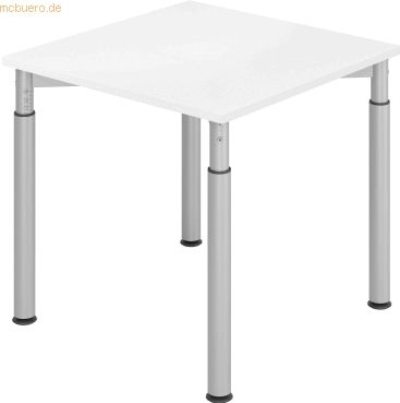 mcbuero.de Schreibtisch 80x80cm Weiß/Silber