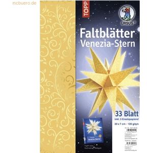 Ludwig Bähr Faltblätter Venezia-Stern Goldranken 120g/qm 7x30cm