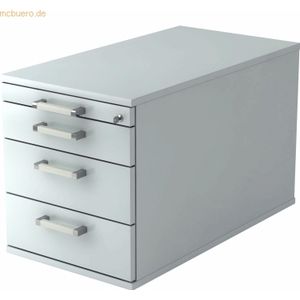 mcbuero.de Rollcontainer 80cm 3 Schub Schloss Chromgriff Grau