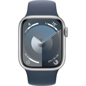 Apple Watch Series 9 41mm Zilver Aluminium Sportband M/L - Smartwatch Blauw