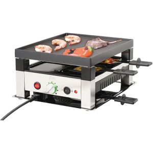 Solis 5 in 1 Table Grill 791 Gourmetstel 4 Personen - Raclette Gourmet Set - Bakplaat Gourmetten - Zilver/Zwart