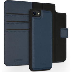 Accezz Premium Leather 2 in 1 Wallet Book Case voor Apple iPhone SE (2022 / 2020) / 8 / 7 / 6(s) - Telefoonhoesje Blauw