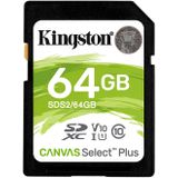 Kingston Canvas Select Plus SDHC 64GB - SD-Kaart Zwart