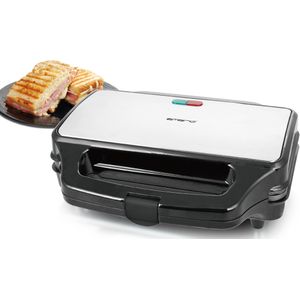 Emerio Sandwich Toaster 2 Slice Toaster XXL Schelpvorm - Broodrooster - Zilver - Zwart