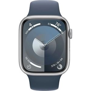 Apple Watch Series 9 45mm Zilver Aluminium Sportband S/M - Smartwatch Blauw