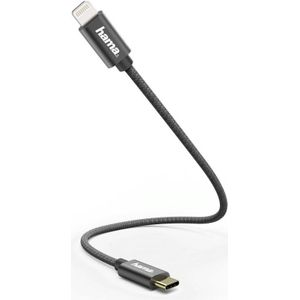 Hama Laad/Synchrokabel,USB-C - Lightning, 0.2m - Oplader Zwart
