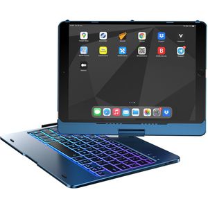 Accezz 360 Slim Keyboard Bookcase iPad 9(2021)10.2 inch/iPad 8(2020)10.2 inch/iPad 7(2019)10.2 inch - Telefoonhoesje Blauw