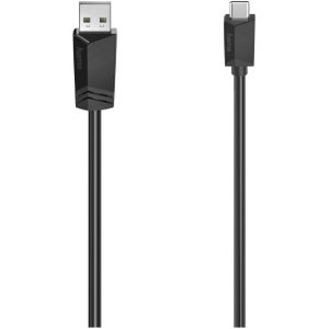Hama USB-C-kabel, USB-A-stekker - USB-C-stekker, USB 2.0, 480 Mbit/s, 3,00 m - Kabel Zwart