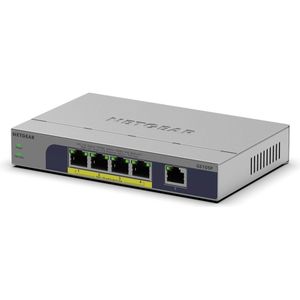 Netgear - GS105P - Netwerkschakelaar - Grijs - 5 Poorten - PoE+ Ondersteuning