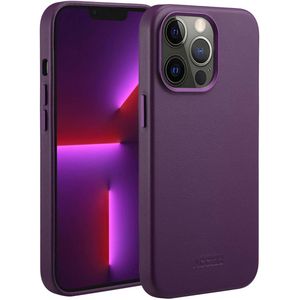 Accezz MagSafe Leather Backcover iPhone 13 Pro - Telefoonhoesje Paars