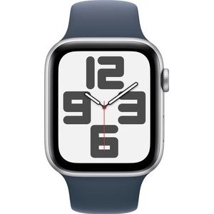 Apple Watch SE (2022) 4G 44mm Zilver Aluminium Sportband S/M - Smartwatch Blauw