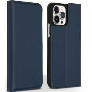Accezz Premium Leather Slim Book Case voor Apple iPhone 13 Pro Max - Telefoonhoesje Blauw
