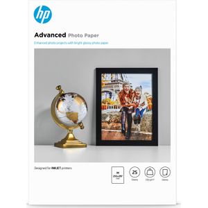 HP Advanced fotopapier, glanzend, 250 g/m2, A4 (210 x 297 mm), 25 vellen - Kopieerpapier Zwart