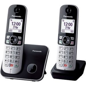 Panasonic KX-TG6852NLB duo dect huistelefoon - 2 handsets - zonder antwoord apparaat - grijs/zwart