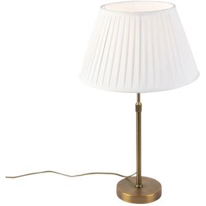 Bronze tafellamp met plisse kap wit 35cm - Parte