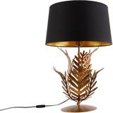 Tafellamp goud 33 cm met katoenen kap zwart 40 cm - Botanica