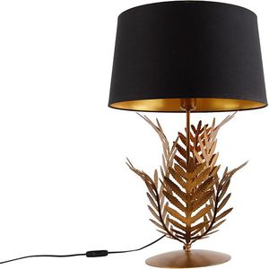 Tafellamp goud 33 cm met katoenen kap zwart 40 cm - Botanica