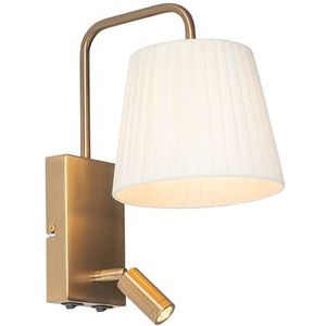 Moderne wandlamp wit en brons met leeslamp - Renier