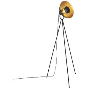 Vloerlamp zwart met goud 154,4 cm tripod - Magnax Eco