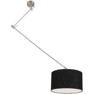 Hanglamp staal met kap 35 cm zwart verstelbaar - Blitz