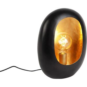 QAZQA Cova - Design Tafellamp - 1 Lichts - H 36 cm - Zwart - Woonkamer - Slaapkamer - Keuken