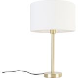 Klassieke tafellamp messing met kap wit 35 cm - Simplo