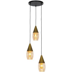 QAZQA drop - Moderne Hanglamp - 3 lichts - �Ø 39.6 cm - Goud - Woonkamers-sSlaapkamers-sKeuken