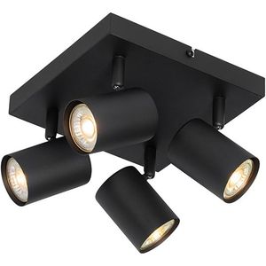 Moderne plafondlamp zwart 4-lichts verstelbaar vierkant - Jeana