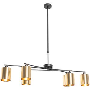 Moderne hanglamp zwart met goud verstelbaar 6-lichts - Lofty