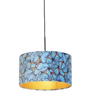 Hanglamp met velours kap vlinders met goud 35 cm - Combi