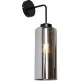 Art Deco wandlamp zwart met smoke glas - Laura