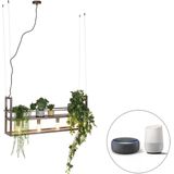 Smart hanglamp roestbruin met rek incl. 4 Wifi A60 - Cage Rack