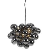 Design hanglamp zwart met smoke glas 8-lichts rond - Uvas