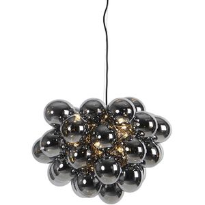 Design hanglamp zwart met smoke glas 8-lichts rond - Uvas