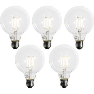 Set van 5 - E27 Dimbare LED Lamp - G95 - 5W - 450 Lumen - 3000K