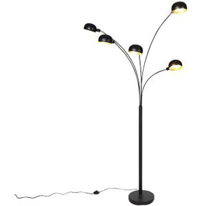 Design vloerlamp zwart 5-lichts - Sixties