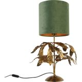 Vintage tafellamp antiek goud met groene kap - Linden