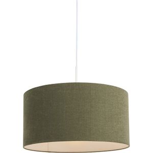Hanglamp wit met groene kap 50 cm - Combi 1