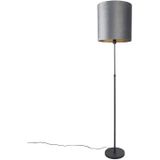 Vloerlamp zwart kap grijs 40 cm verstelbaar - Parte